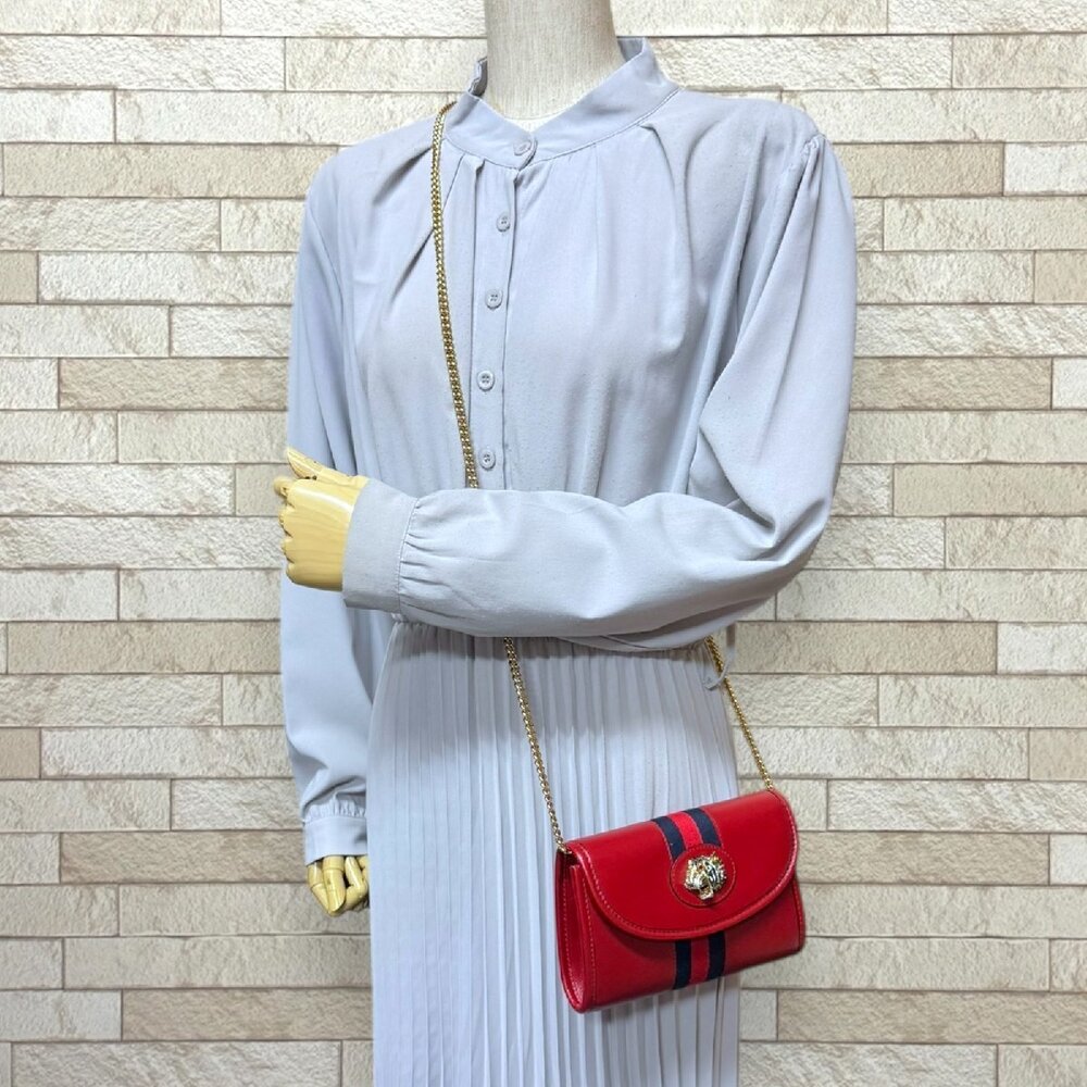 Gucci Raja Shoulder Bag Leather Red - Picture 3 of 8